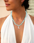 Blue Turquoise and Sterling Silver Boot Charm Necklace