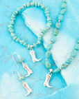 Blue Turquoise and Sterling Silver Boot Charm Necklace