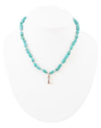 Blue Turquoise and Sterling Silver Boot Charm Necklace