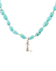 Blue Turquoise and Sterling Silver Boot Charm Necklace