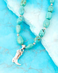 Blue Turquoise and Sterling Silver Boot Charm Necklace