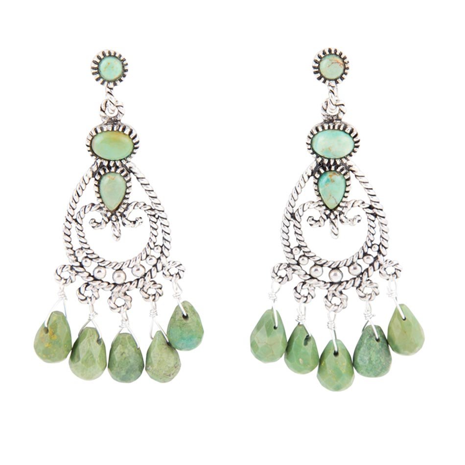 Blue Turquoise and Sterling Silver Chandelier Earrings