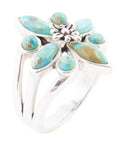 Floral Blue Turquoise and Sterling Silver Statement Ring