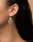 Blue Turquoise Flourish Golden Drop Earrings