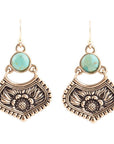 Blue Turquoise Flourish Golden Drop Earrings
