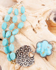 Blue Turquoise Flower Golden Toggle Bracelet