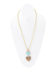 Blue Turquoise Flower Golden Necklace