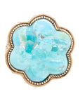 Blue Turquoise Flower Golden Ring