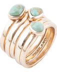 Blue Turquoise Golden Stacking Ring Set