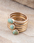 Blue Turquoise Golden Stacking Ring Set