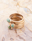 Blue Turquoise Golden Stacking Ring Set
