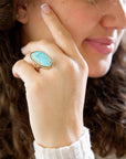 Blue Turquoise Golden Statement Ring