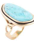 Blue Turquoise Golden Statement Ring