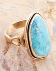 Blue Turquoise Golden Statement Ring