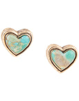 Heart Blue Turquoise Golden Stud Earrings