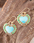 Legacy Heart Lime Green and Blue Turquoise Golden Drop Earrings