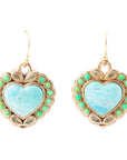 Legacy Heart Lime Green and Blue Turquoise Golden Drop Earrings