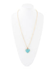 Blue Turquoise Heart Pendant Golden Necklace