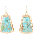 Blue Turquoise Jeweled Statement Golden Earrings