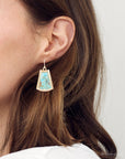 Blue Turquoise Jeweled Statement Golden Earrings