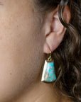 Blue Turquoise Jeweled Statement Golden Earrings