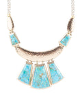 Blue Turquoise Jeweled Statement Golden Necklace
