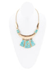 Blue Turquoise Jeweled Statement Golden Necklace