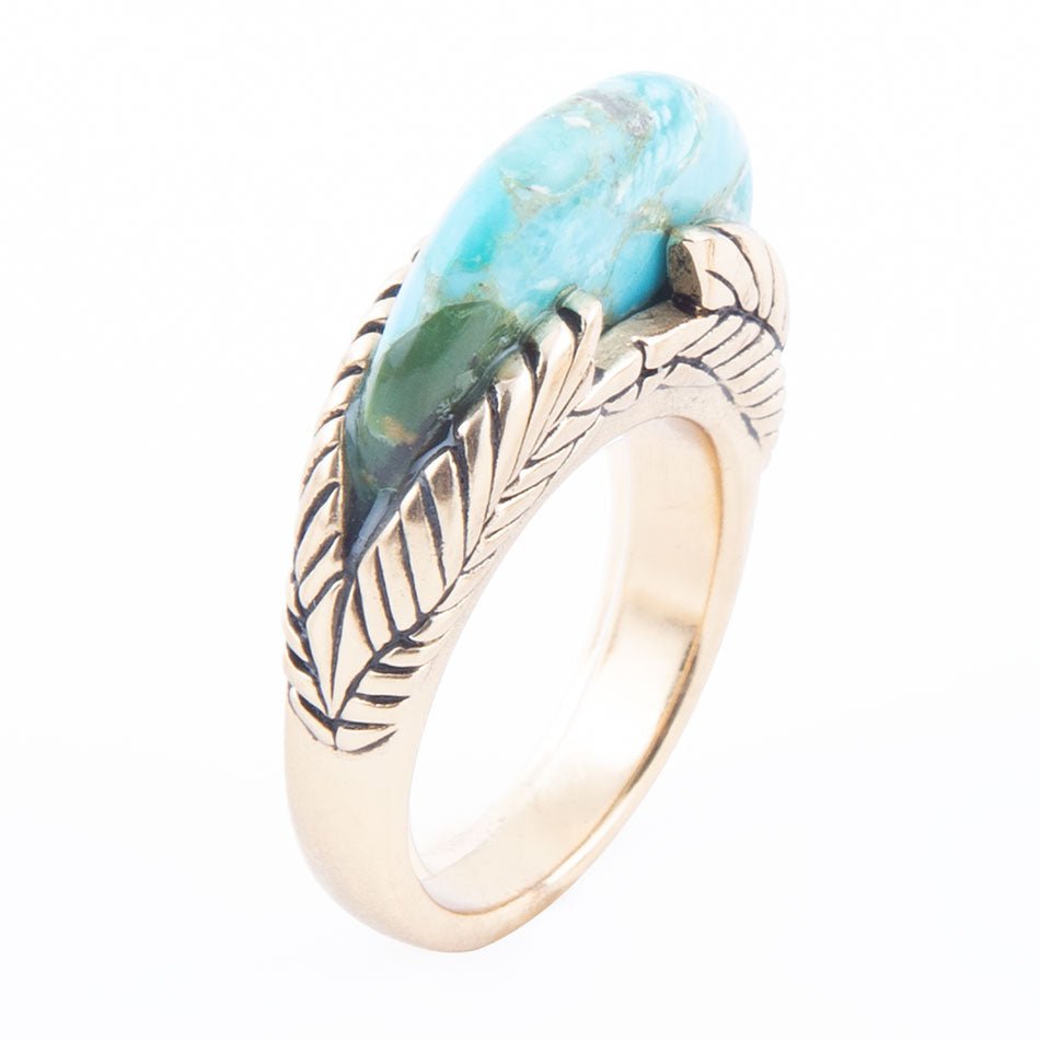 Blue Turquoise Line Golden Ring
