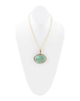 Blue Turquoise Long Golden Chain Necklace