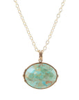Blue Turquoise Long Golden Chain Necklace