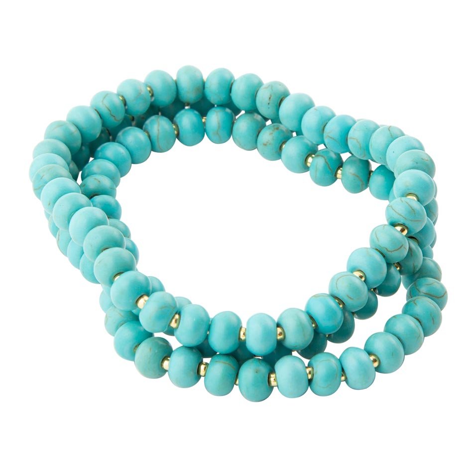Blue Turquoise Magnesite Golden Bracelet Set