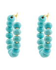 Blue Turquoise Magnesite Golden Hoop Earrings