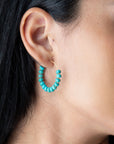 Blue Turquoise Magnesite Golden Hoop Earrings