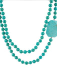 Blue Turquoise Magnesite Stone Knotted Necklace
