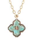Blue Turquoise Maltese Golden Cross Pendant