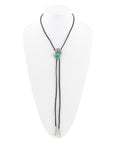 Blue Turquoise Matrix Sterling Silver Bolo Tie Necklace