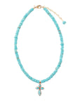 Blue Turquoise on the Cross Pendant Necklace