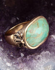 Blue Turquoise Oval Statement Ring