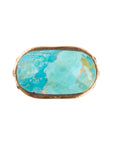 Blue Turquoise Oval Statement Ring