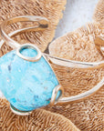 Blue Turquoise Rhombus Statement Cuff Bracelet