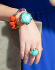 Blue Turquoise Rhombus Statement Ring