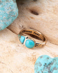 Blue Turquoise Shape Golden Bronze Ring