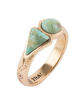 Blue Turquoise Shape Golden Bronze Ring