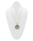Blue Turquoise Square Golden Pendant Necklace