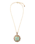 Blue Turquoise Square Golden Pendant Necklace