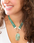 Blue Turquoise Textile Blue and Green Ribbon Necklace