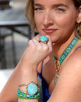 Blue Turquoise Textile Blue and Green Ribbon Necklace