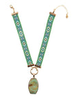 Blue Turquoise Textile Blue and Green Ribbon Necklace