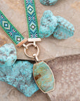 Blue Turquoise Textile Blue and Green Ribbon Necklace