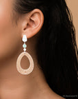 Blue Turquoise Top Carved Wood Sterling Silver Earrings